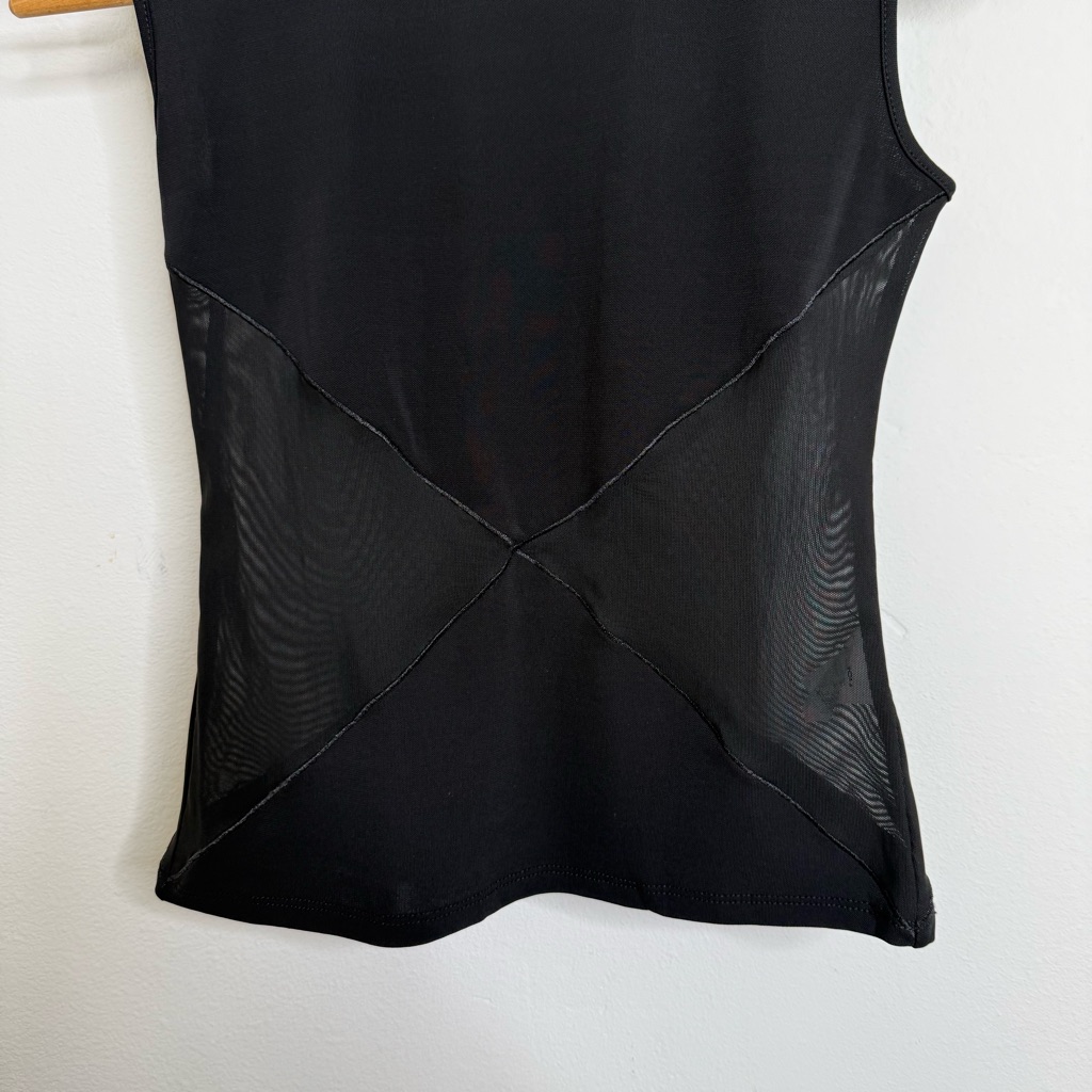 Miaou Sasha Sleeveless Fitted Top Black Mesh Y2k Fairly Grunge Sheer S Designer — image 6 of 8